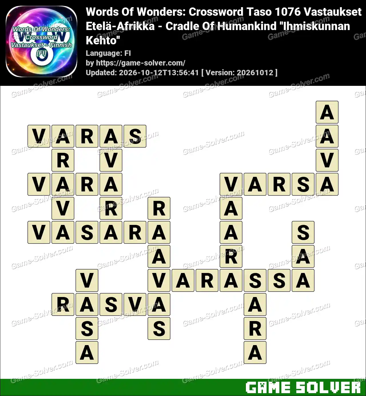 Words Of Wonders: Crossword Taso 1076 Vastaukset – Etelä-Afrikka – Cradle Of Humankind ”Ihmiskunnan Kehto”